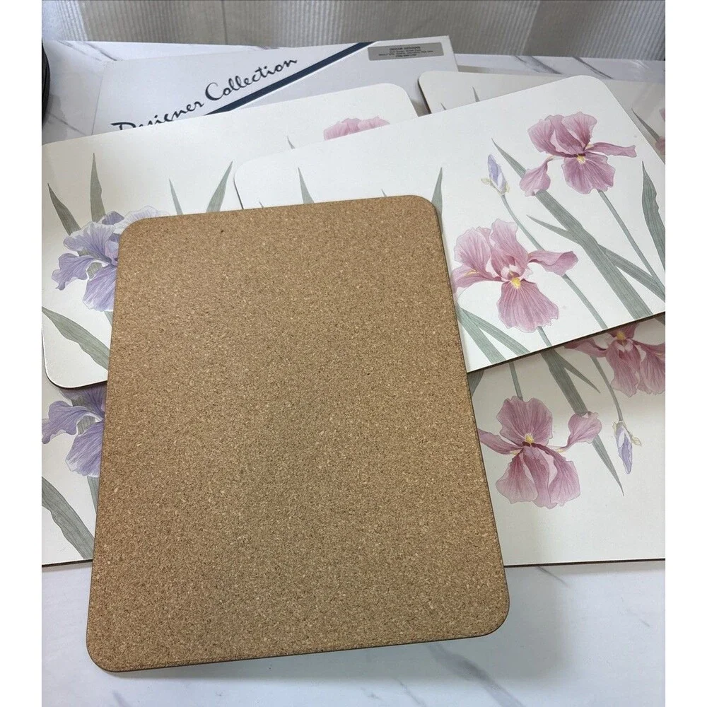 Set of 6 Jason PLACEMATS in Box New Zealand Flowers Iris time Design Vintage